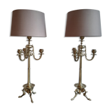 Paire de lampes ancienne bougeoir d'époque XIX ème Napoléon III