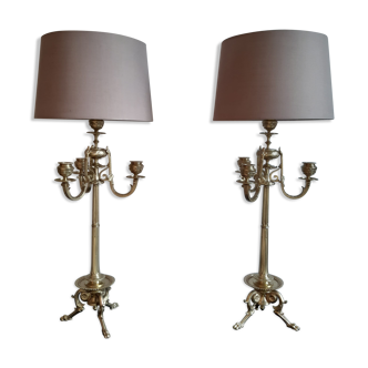 Pair of old candlestick lamps from the 19th century Napoleon III