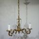 3-light bronze and crystal chandelier