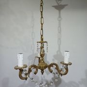Lustre 3 lumières bronze et cristal