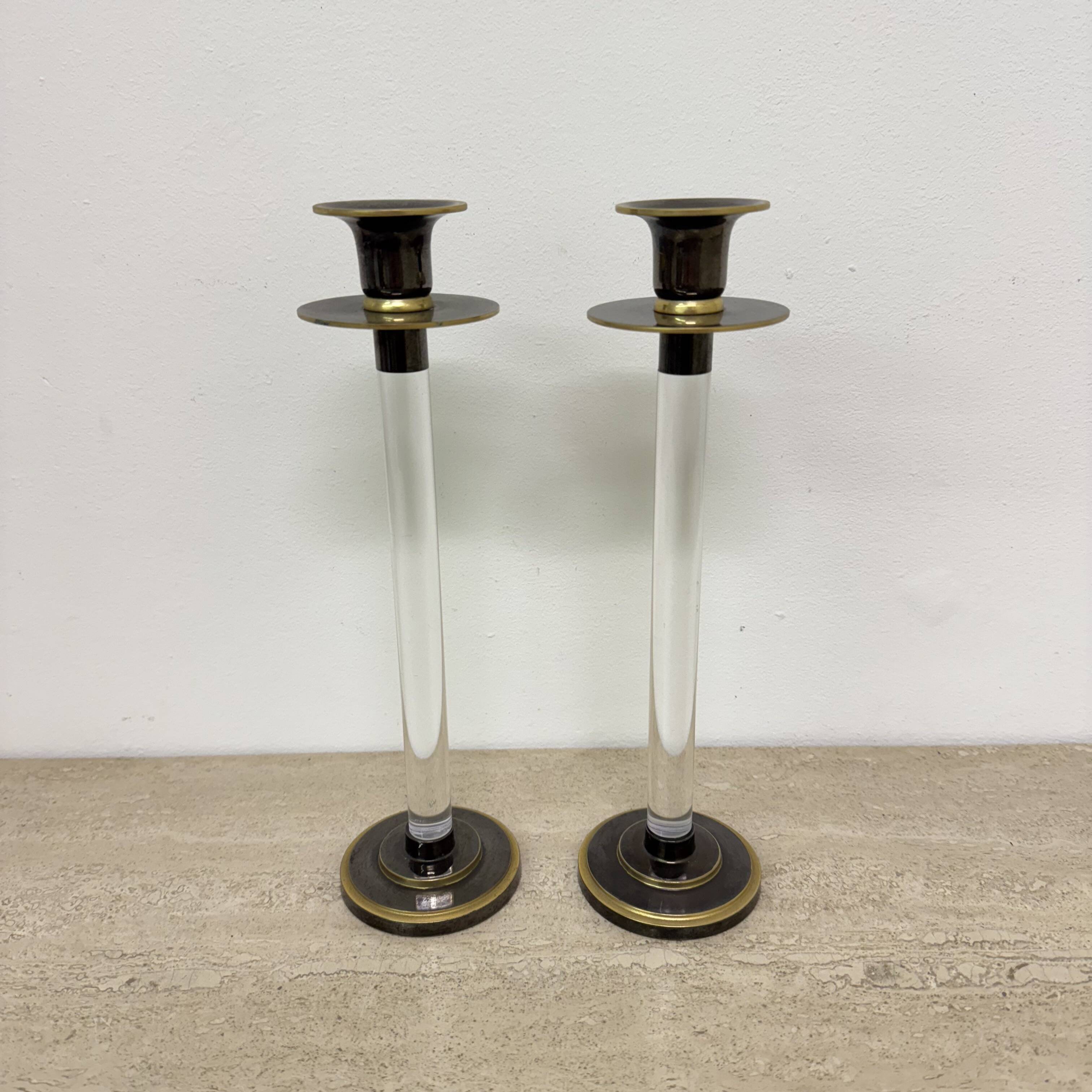 Set of 2 Caravell lucite candle sticks, 1970’s