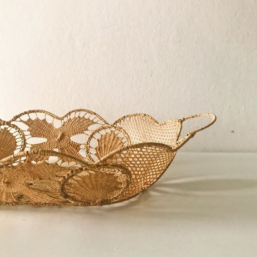 Vintage braided wicker basket