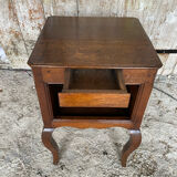 Louis XV Nightstand Table Wood Drawer + 19th Century Oak Vintage Case