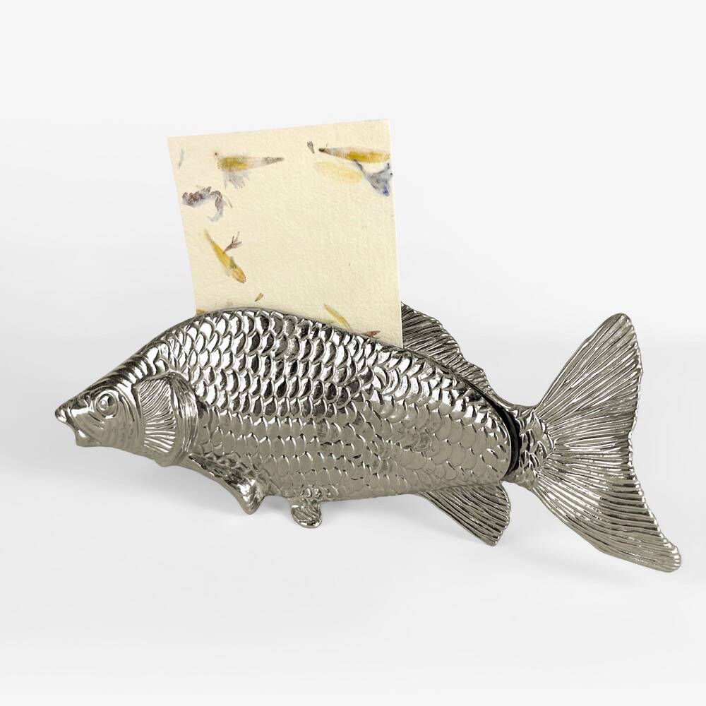 Silver metal fish napkin holder