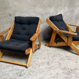 Pair of Scandinavian “Kon-tiki” armchairs by Gillis Lundgren for IKEA