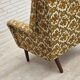1970s, Danish highback armchair, Brown/beige furniture fabric, teak wood.