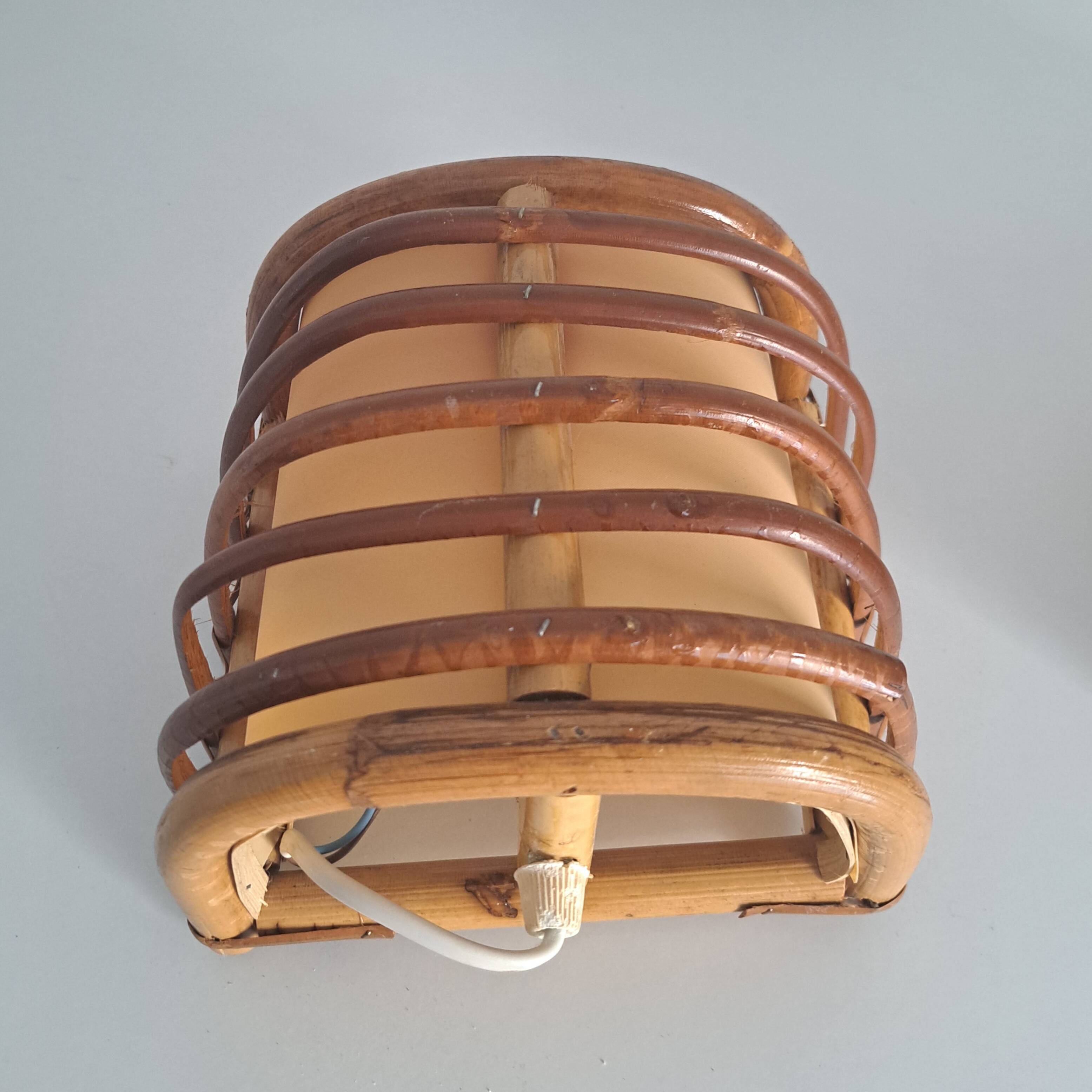 Pair of vintage bamboo sconces