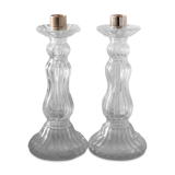 Pair of Roger Gallet glass candle holders
