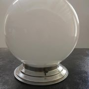 Ceiling lamp old opal globe white porcelain art deco 1930 suppot metal tbe