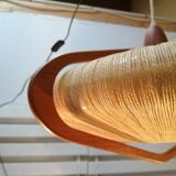 Sisal Ufo pendant lamp and vintage teak by Temde Leuchten