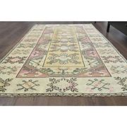 Vintage Turkish Oushak Handmade Wool Cotton Yellow Area Rug 119X210