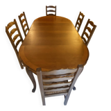 Table in solid cherry wood in Louis XV style.