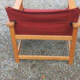 Safari armchair in beech and cotton canvas