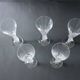 Set of 9 crystal flutes with Venus and Bacchus foot, Vannes and Bayel