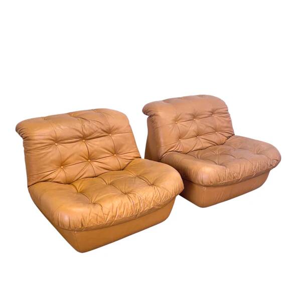 Ensemble de fauteuils en cuir vintage, années 1970