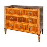 Chest of drawers in Louis XVI period marquetry with castle brand