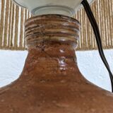 XXL vintage lamp in glazed stoneware and jute rope