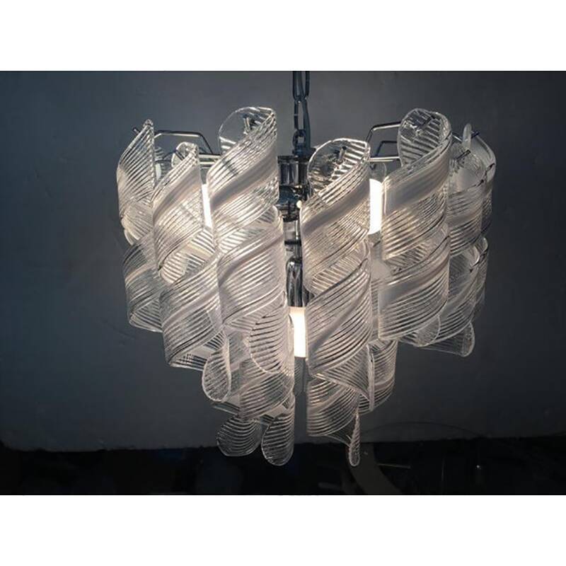 Murano Glass Chandelier "Virgola" Made in Italy Venini Style