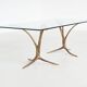 Unique sculptural dining table in bronze and glass, Belgium 1970.