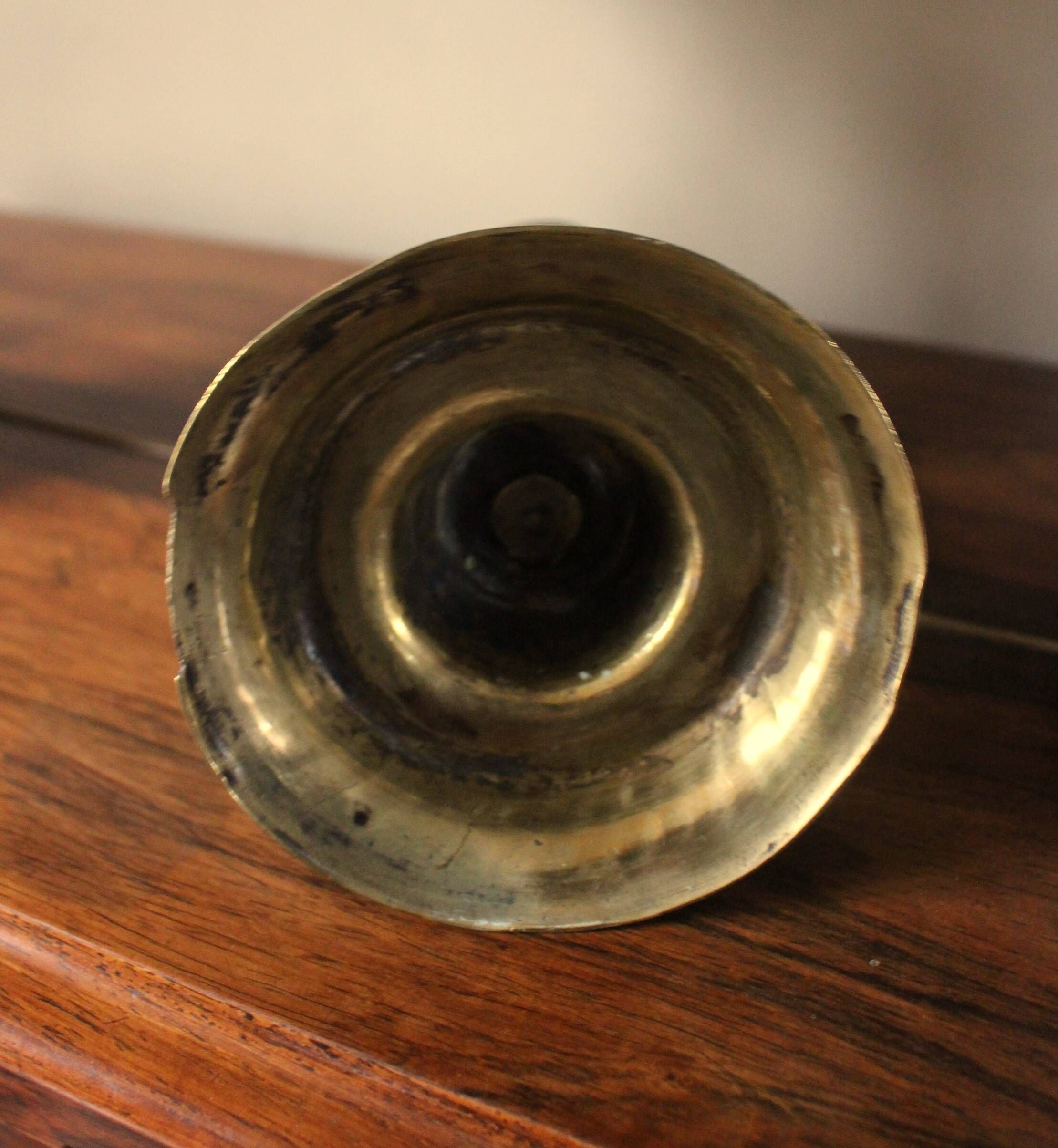 Large twisted brass torch candle holder