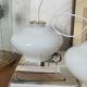 Paire de suspensions lustre abat jour en verre blanc 1950