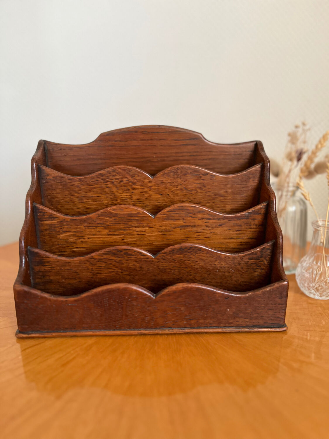 Porte-courrier en bois vintage