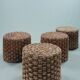 Set of 4 wooden and rope stools