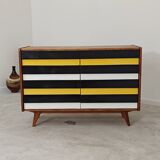 Buffet commode U453 jaune 8 tiroirs bois par Jiri Jiroutek pour Interier Praha 1960