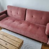 Powder pink convertible sofa