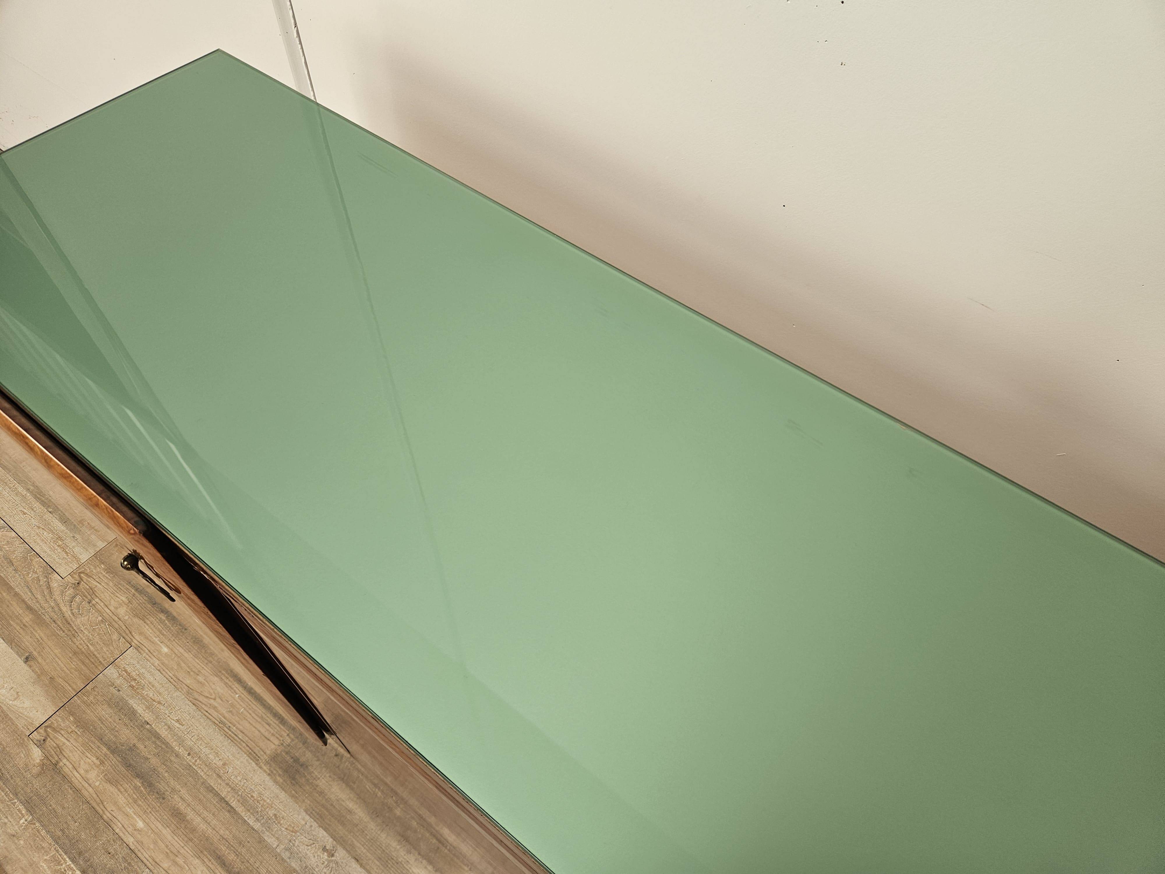 Enfilade en acajou avec plateau en verre