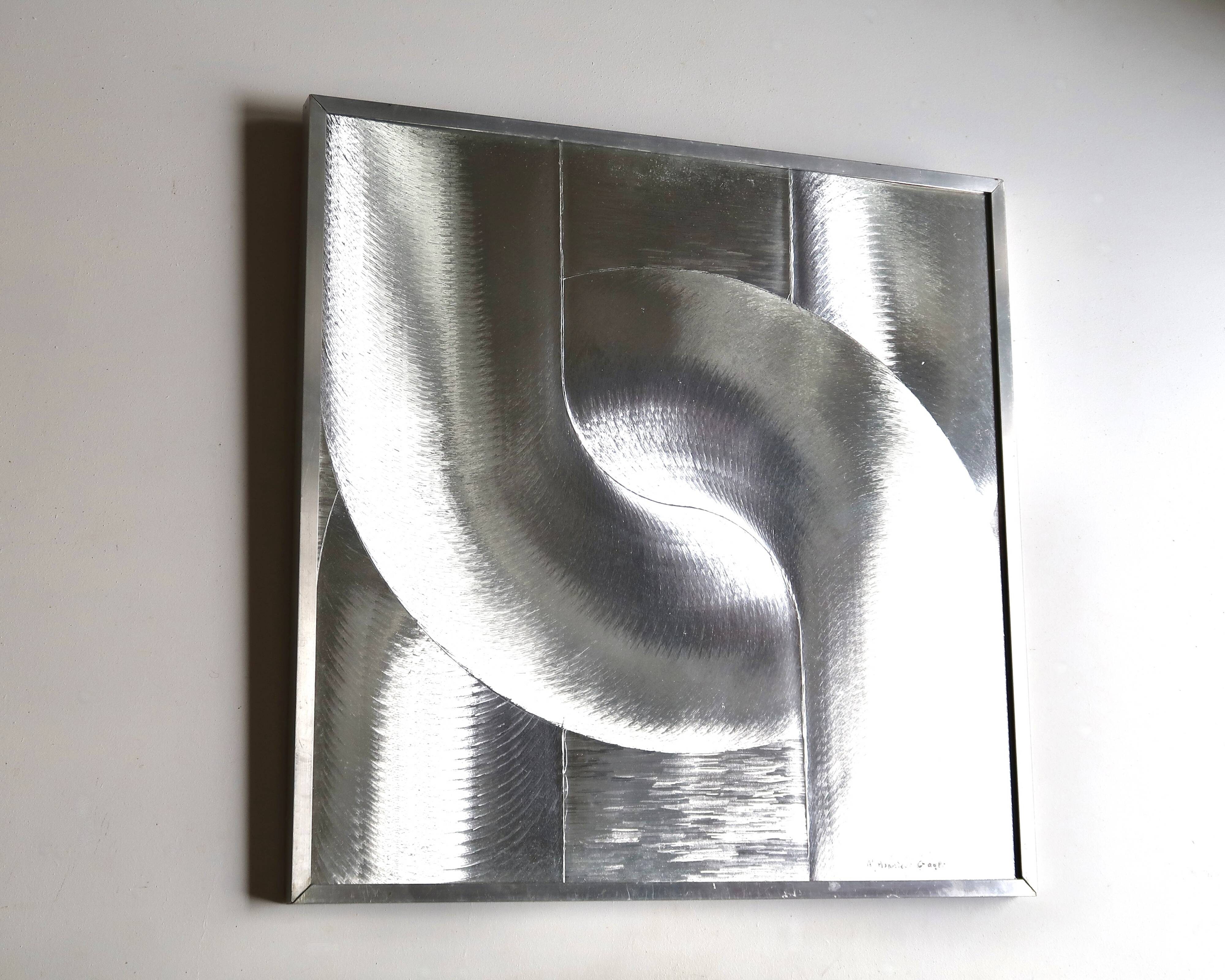 Tableau link of chain kinetic optical art signed by Patrick Dupré
