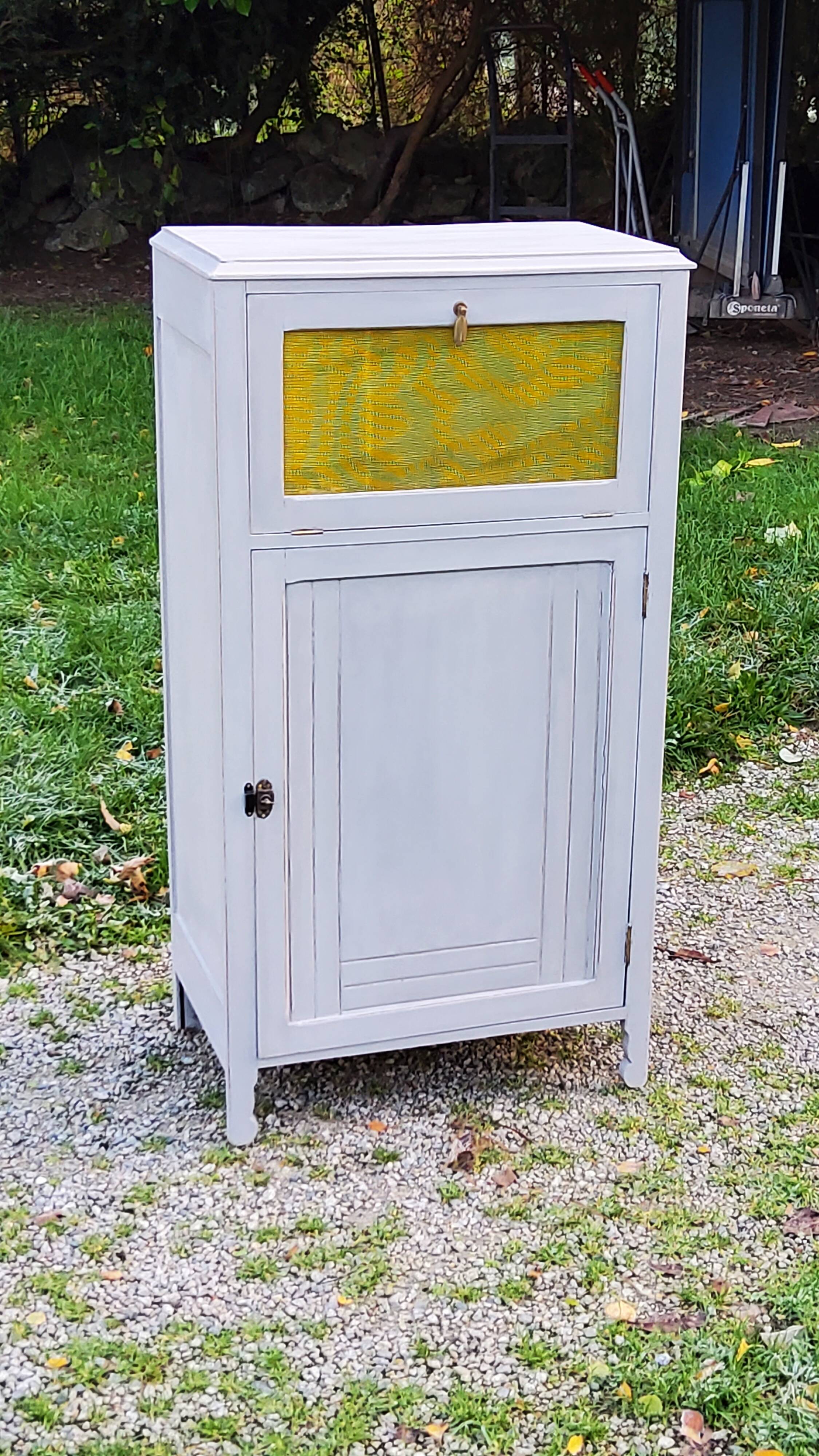 Parisian sideboard pantry from the 1920s with gray patina