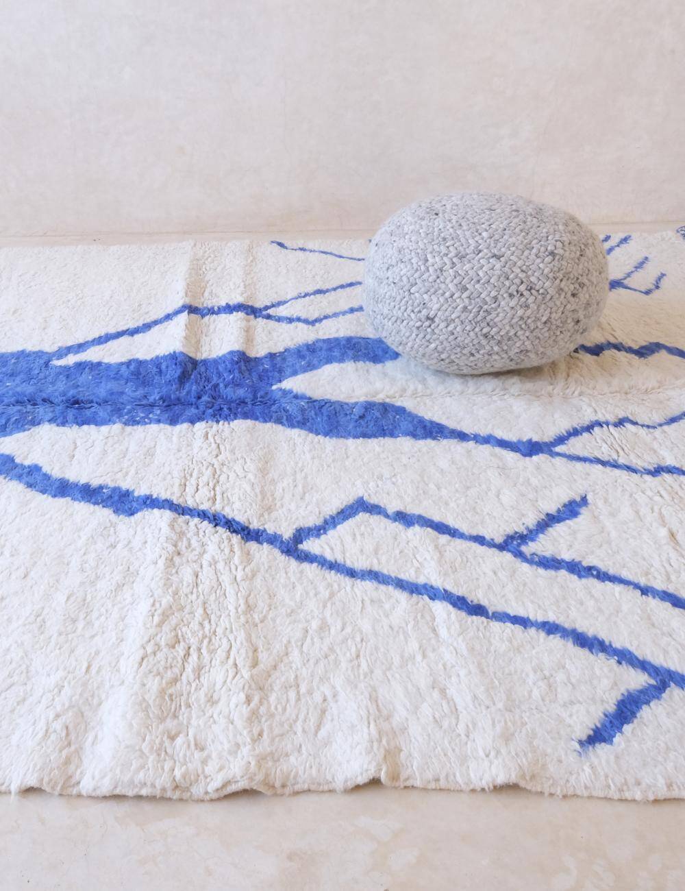 Blue and White Berber Rug - 345 x 252 cm