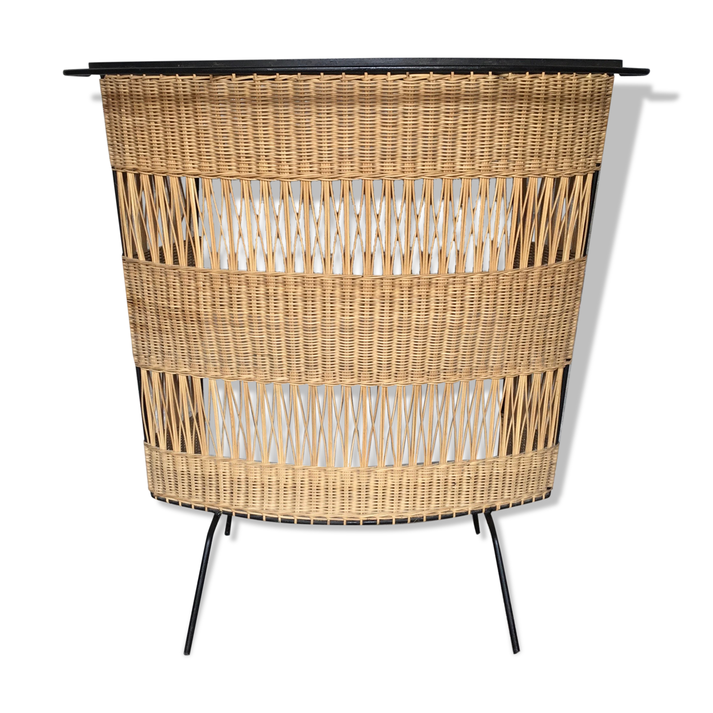Vintage cocktail bar in wicker and metal - 1960