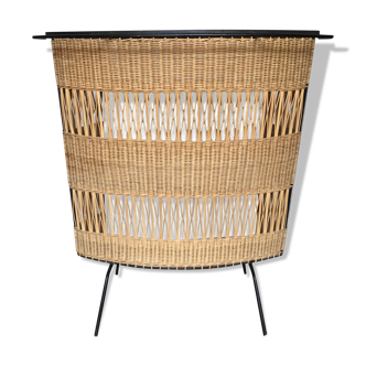 Vintage cocktail bar in wicker and metal - 1960