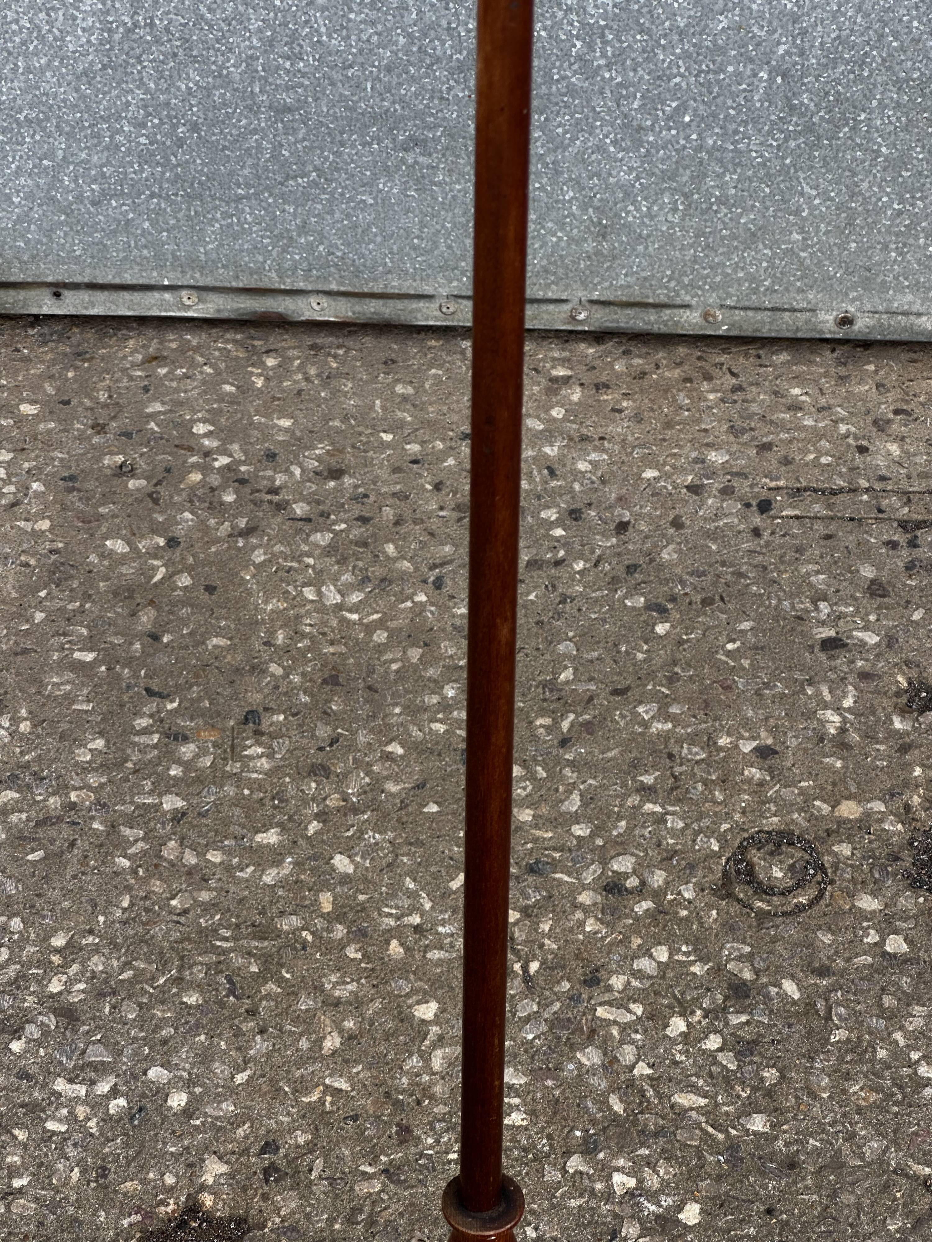 Turned wooden floor lamp from the 1950s.
