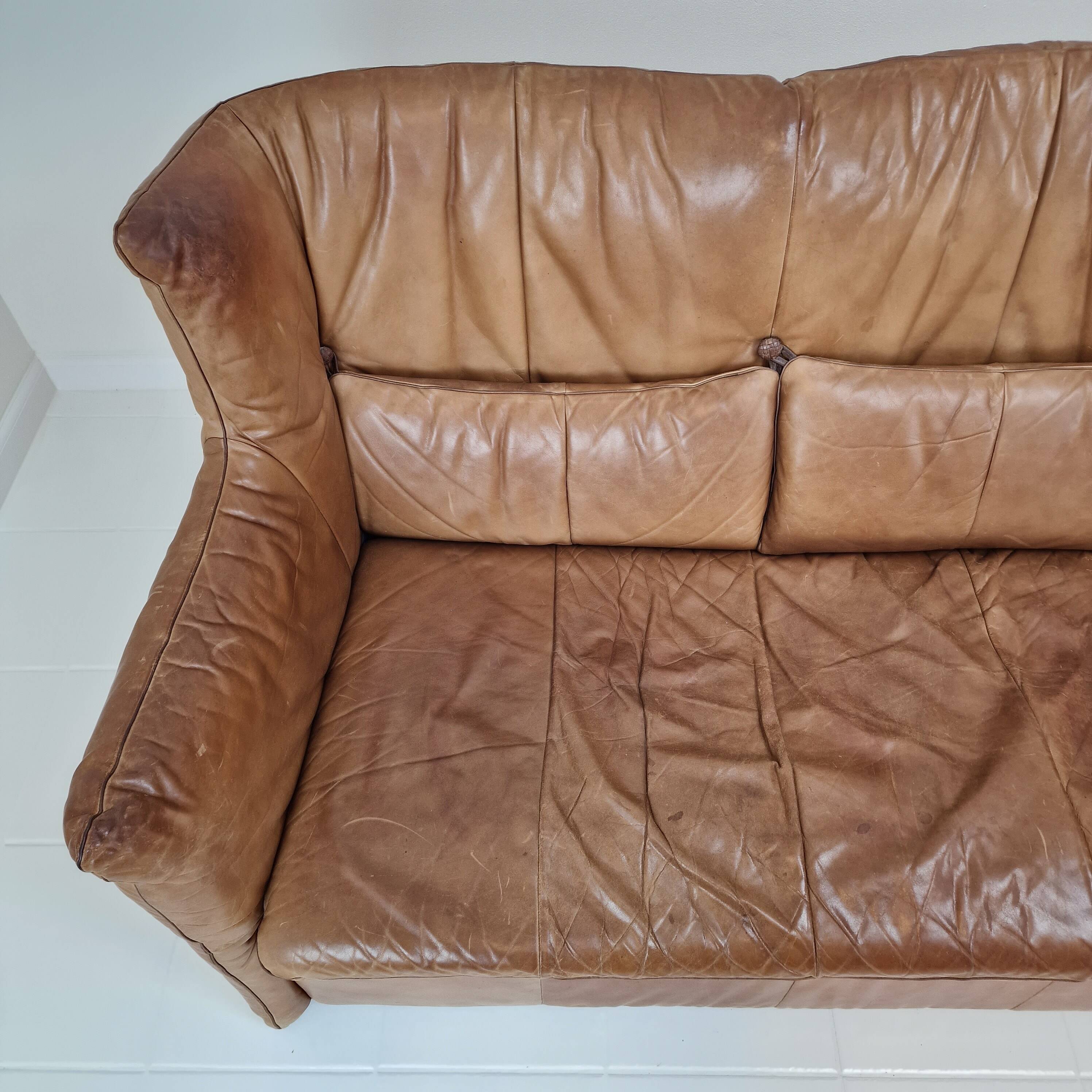 High Back Sofa By Gerard van den Berg for Montis in Cognac Leather, 1980's