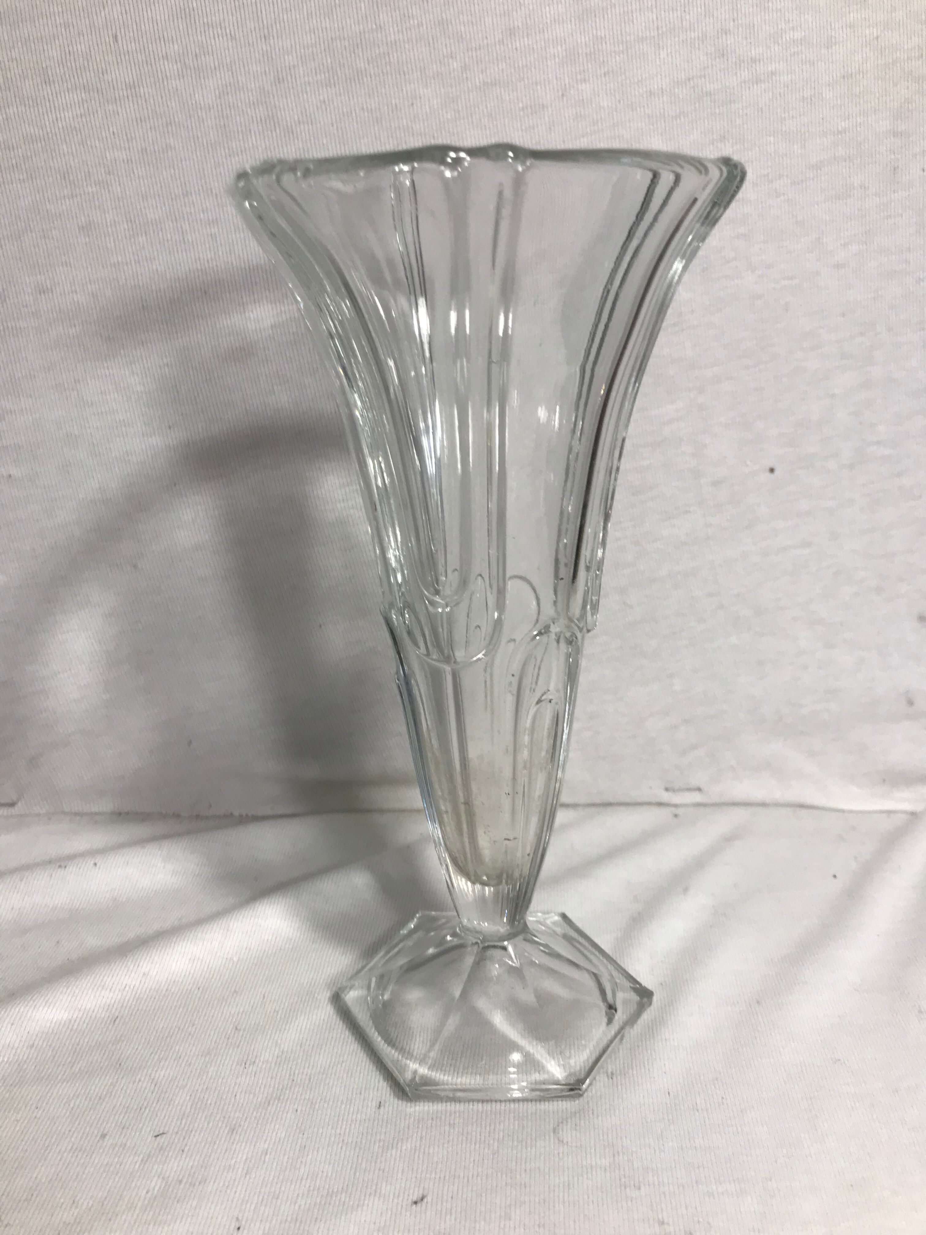Pair of old moulded glass vases