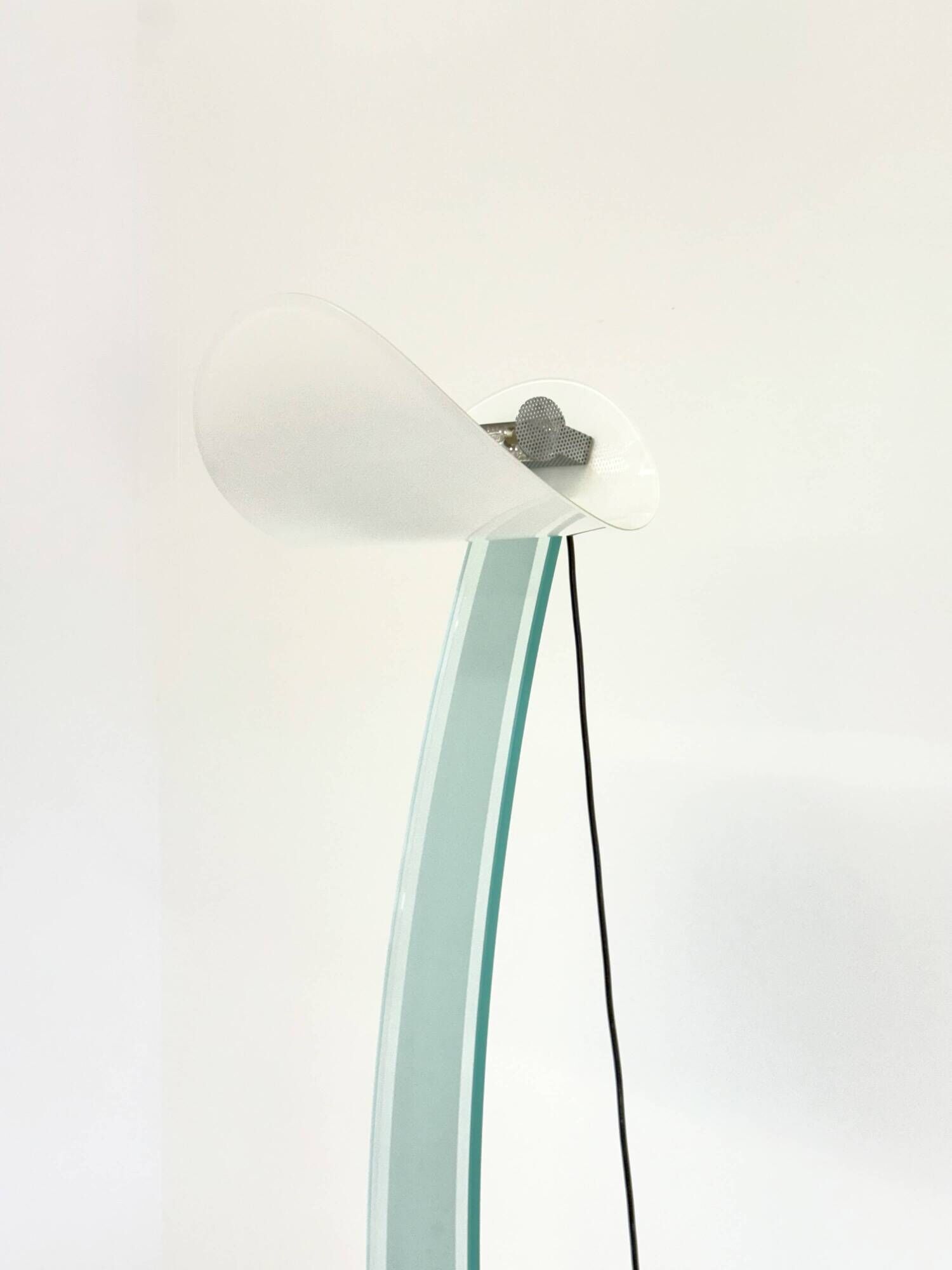 Vintage design floor lamp by Sothis with glass base and white glass shade