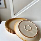 Set of 5 enamelled sandstone plates