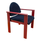MMO Mobilier Collectif armchair, red patinated wood and black corduroy