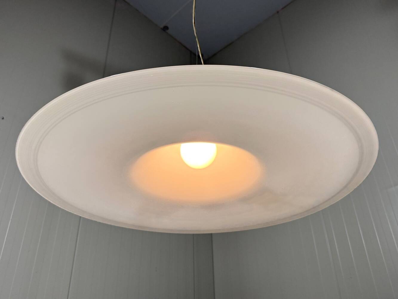 Large white glass hanging lamp by Vistosi, Italy