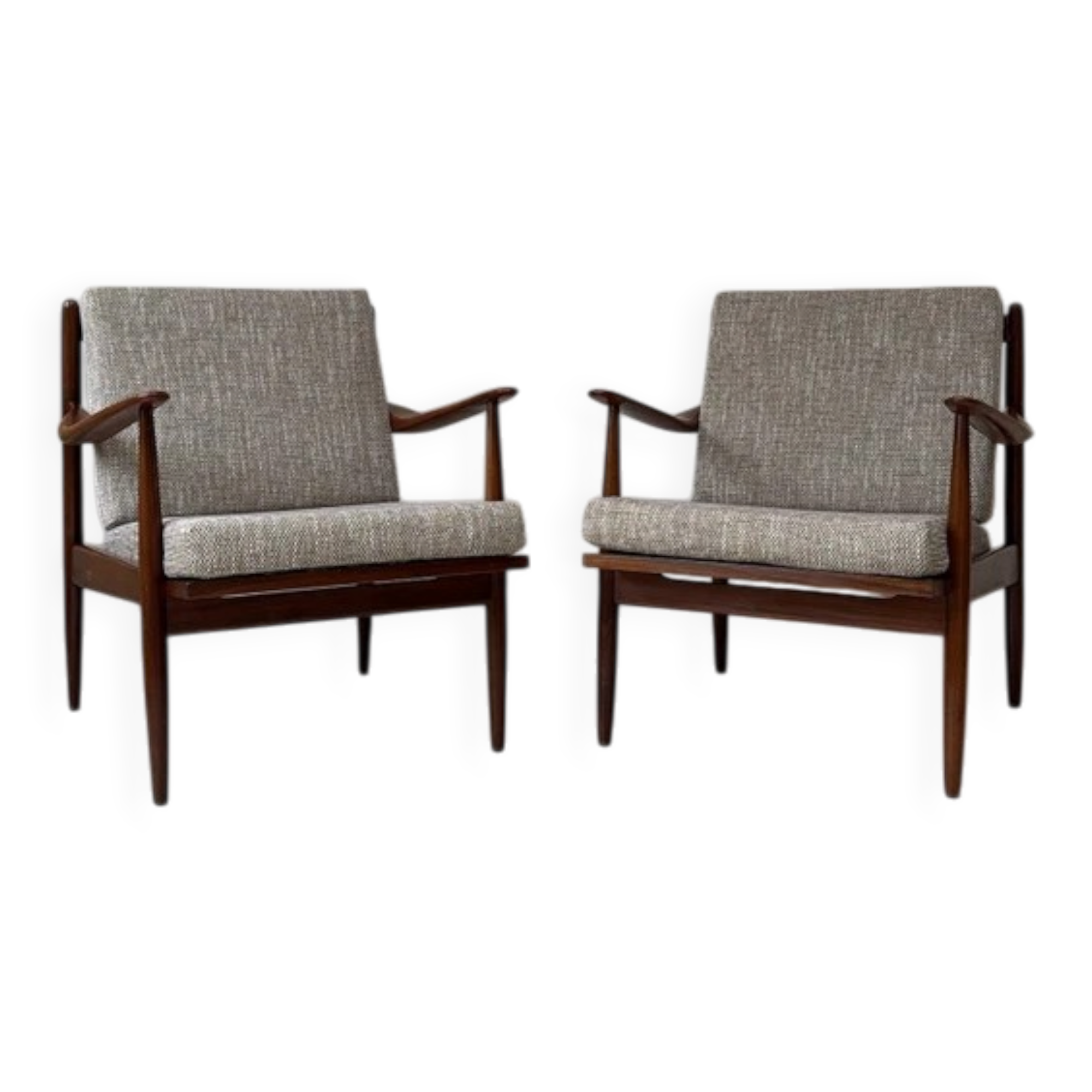 Two Vintage Danish Teak Wooden Armchairs