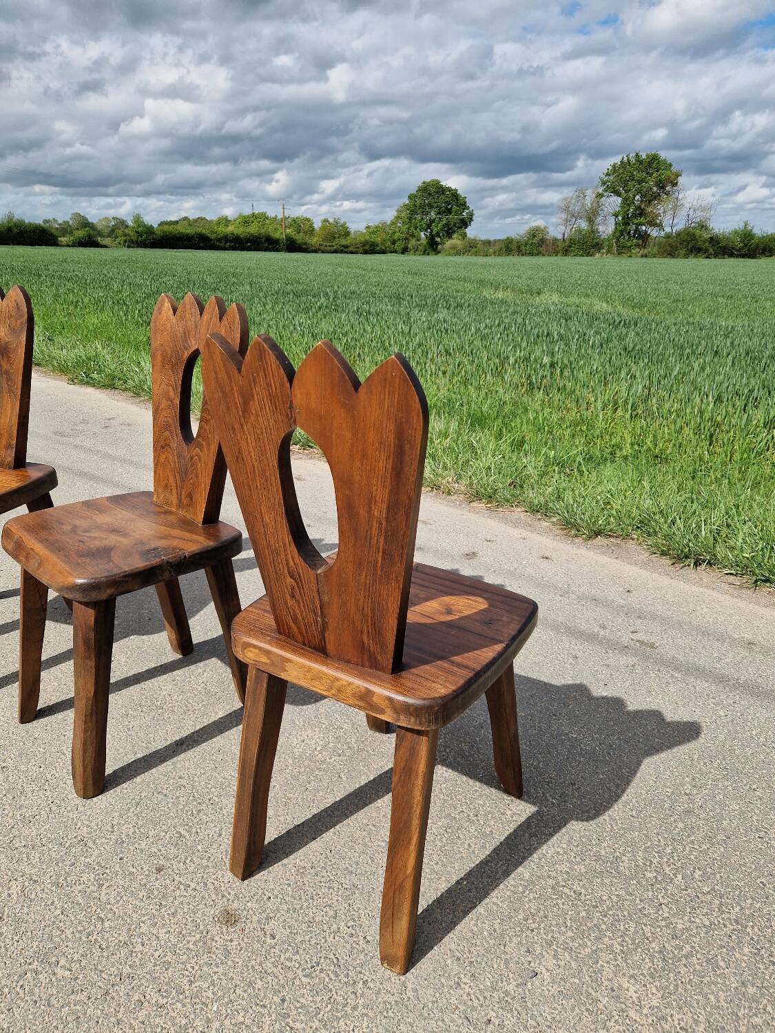 Lot de 3 chaises brutaliste Aranjou style olavi Hanninen