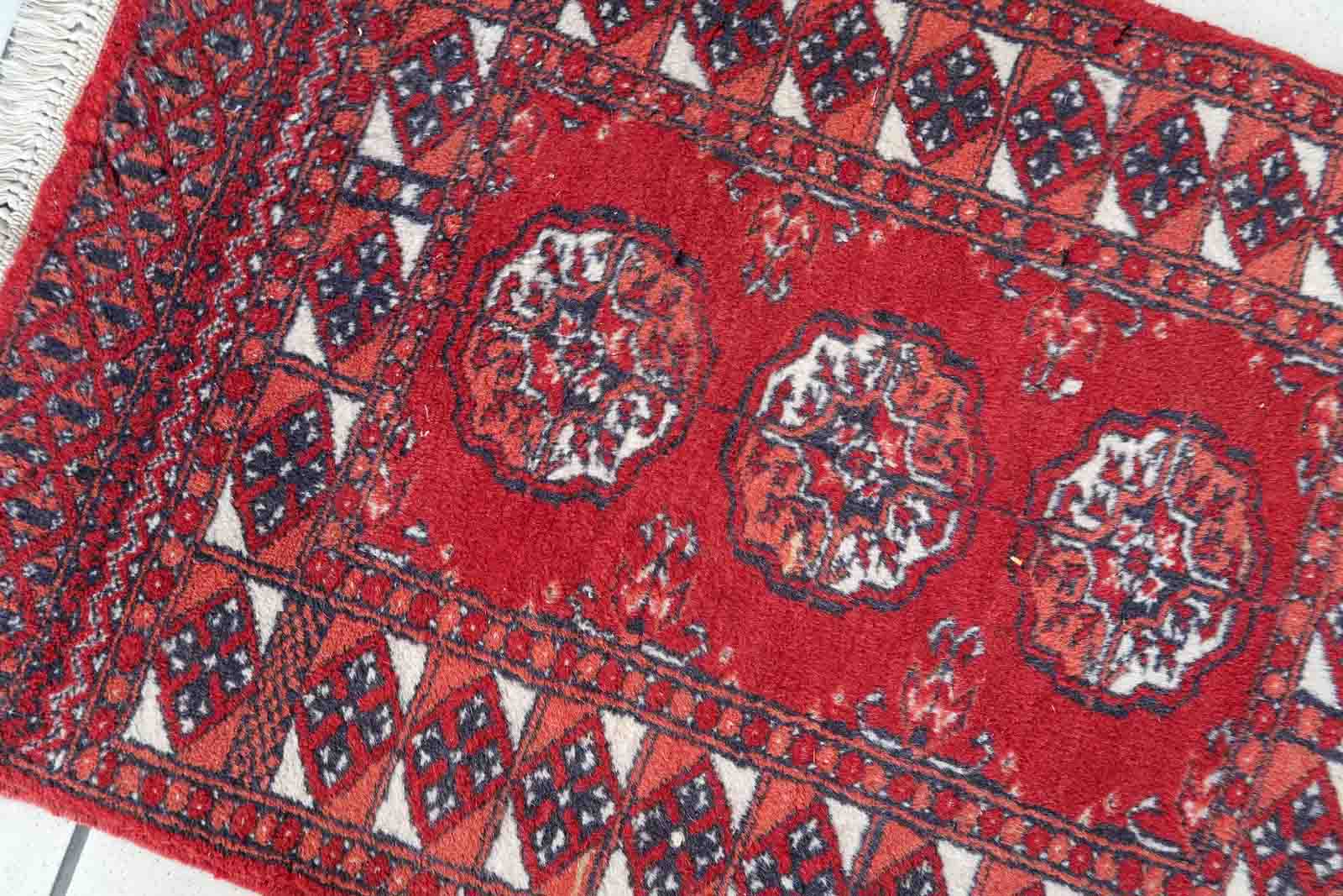 Vintage afghan Ersari handmade carpet 62cm x 88cm 1970s