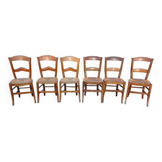 6 Old Straw Chairs