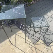 Stands / Nesting tables in patinated wrought iron with antique glass Olivier CORRO