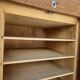 Antique 1950s double sliding door filing cabinet with curtains