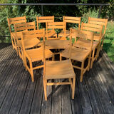 Solid beech chairs by André Sornay