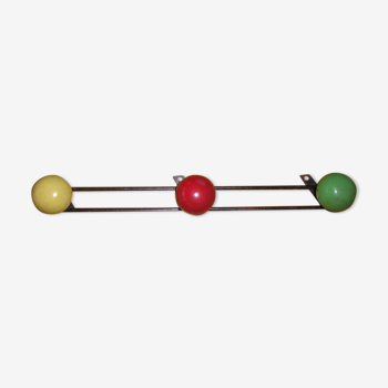 Vintage coat rack with 3 balls in painted wood